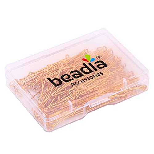 BEADIA 18K Gold Plated Open Eye Pins Non Tarnish 40mm 150pcs for Jewelry Making Findings - color: Open Eye Pins Gold, size: 40x0.7mm
