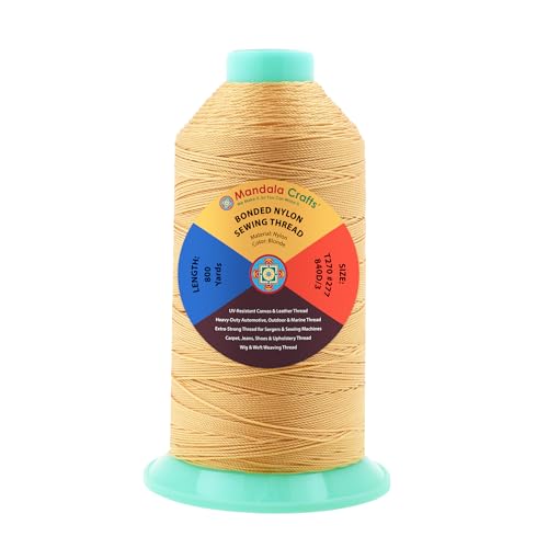 Mandala Crafts Size 277 840D T270 Blonde Bonded Nylon Thread, 800 YDs - color: Blonde, size: T270 #277 840D/3 800 Yards