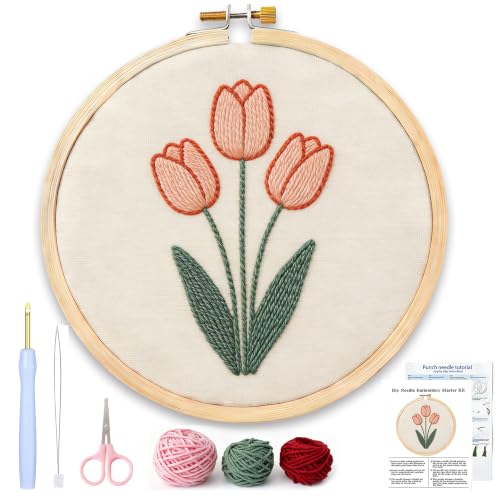 AohaiNova Punch Needle Kit for Adult Beginners,Punch Needling Set Rose - color: 07-Rose