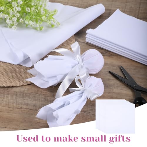 20 Pcs Embroidery Fabric, 10x10 Inch Pre-Cut White Cotton Fabric Squares, Quilting Squares Bundle Layer Cakes Embroidery Cloth for Garment Craft DIY Craft Sewing Making (White)