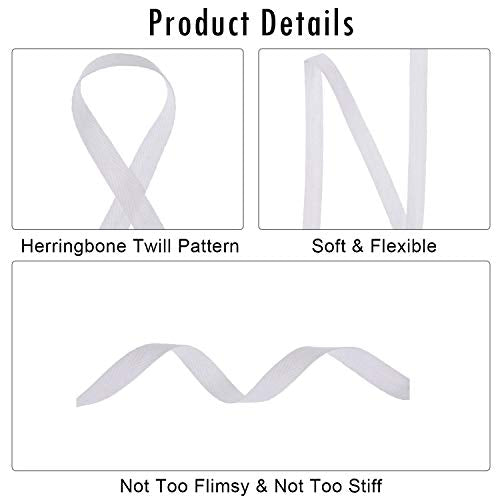 Willbond 100% Cotton Twill Tape 1/2 Inch X 25 Yards Herringbone,None - color: White, size: 3/8 Inch, 27 Yards