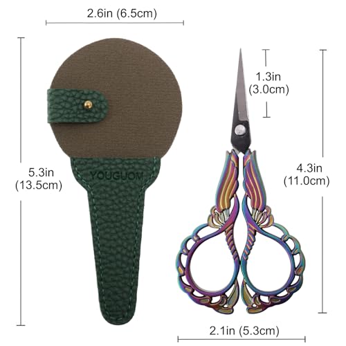 YOUGUOM Embroidery Scissors with Cover, Sewing Crafting Shears - color: Rainbow
