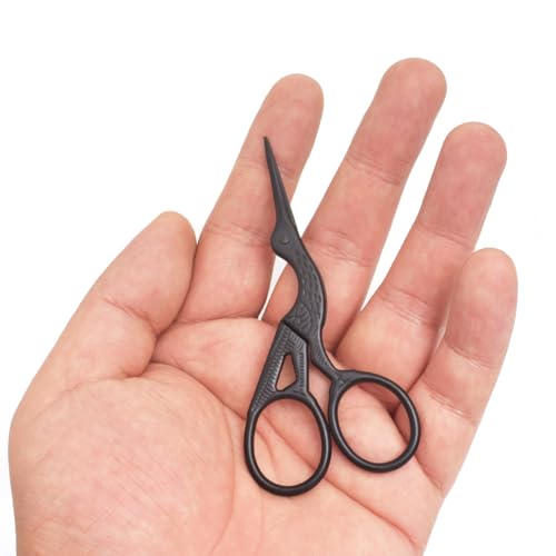 3.6" Sewing Embroidery Scissors with Artificial Leather Cover(Black) - color: Black