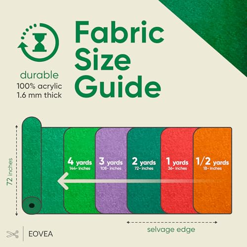 EOVEA - Acrylic Felt Fabric by The Yard - Soft and Durable 72" Wide & 1.6mm Thick Felt Sheets for DIY Crafts, Sewing, Upholstery, Cushion, Padding, Costumes(Hunter Green, 1 Yard) - color: Hunter Green, size: 1 Yard