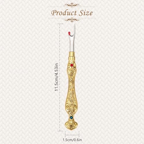 2Pcs Metal Seam Rippers, European Vintage Carved Handle Stitch Ripper, Sharp Seam Ripper Tool for Sewing with Storage Cases, Durable and Handy Crafting Removing Threads Tools (Gold) - color: Gold