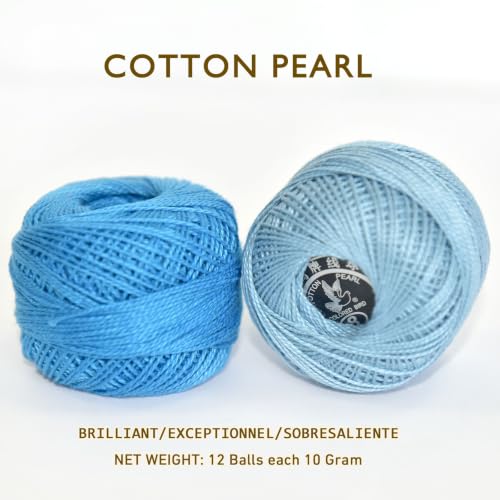 Double Mercerized Egyptian Long Staple Cotton Pearl Thread Ball 10 Grams Rainbow Color 12 Colors per Box for Crochet Hardanger Kniting Hand Sewing,Bright Vivid RainbowPalette - color: Brt Vivid Rainbow Palette