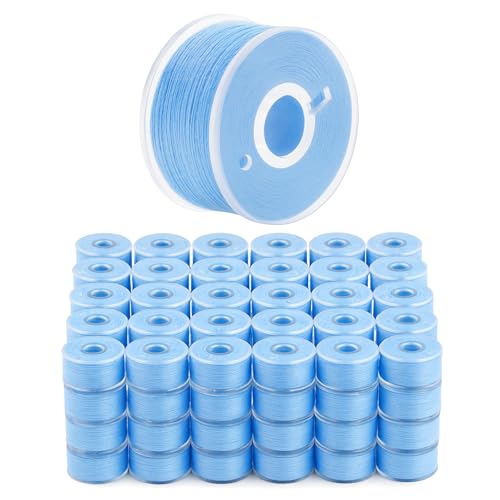 Mandala Crafts Light Blue 15J SA156 Prefilled Bobbin Thread, 144 PCs - color: Light Blue, size: Size A 144 X 142 Yards