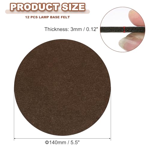 PATIKIL 5.5 Inch Diameter Lamp Base Felt, 12Pack 3mm Thickness Round Soft Adhesive Non-Slip Anti-Scratch Backed Felt for Lamp Furniture DIY Craft, Coffee - color: Coffee, size: 5.5 Inch