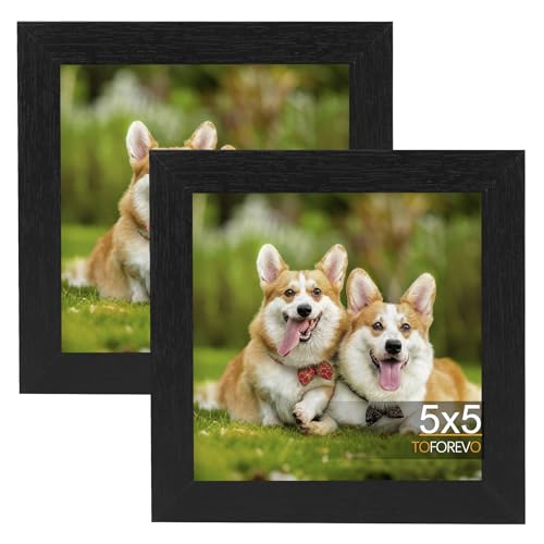 TOFOREVO 5x5 Picture Frames set of 2, Black - color: Black Wood Grain, size: 5x5