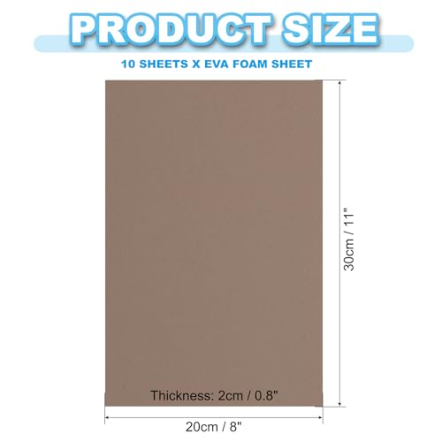 PATIKIL EVA Foam Sheet 10Pcs 12x8 Inch 2mm Thick Brown - color: Brown