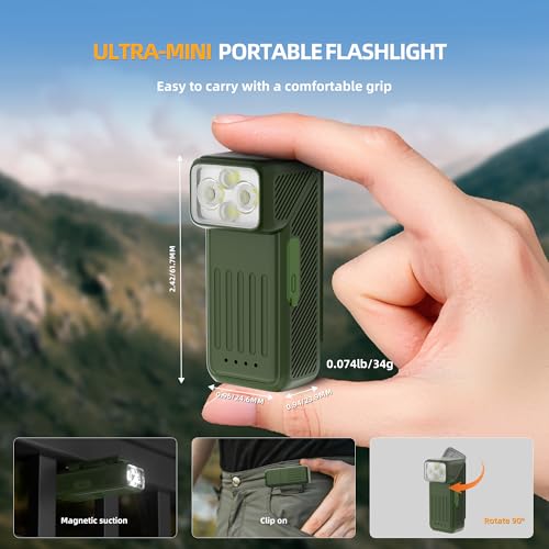 200-Lumen EDC Flashlight Rechargeable Clip-On Light with 90° Rotatable Head