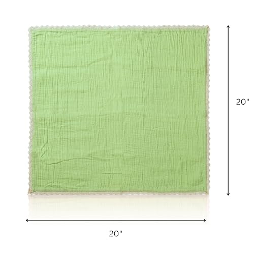 Lace Cloth Napkins, Cotton Gauze, Set of 4, 20x20 Inch,Lettuce Green - color: Lettuce Green Gauze, size: 20" x 20" (Set of 4)