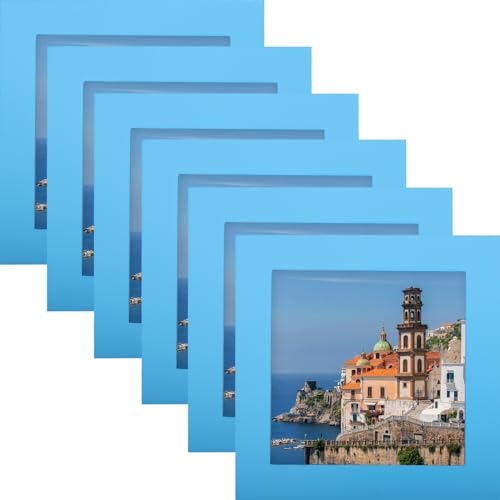 WUTL 4x4 Picture Frames Solid Wood Square Photo Frame Blue 6 Pack - color: Blue, size: 4x4