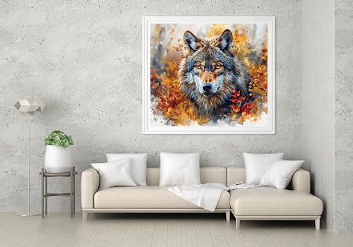 Moohue Stamped Cross Stitch Kits for Adults 14 Count Printed Cross Stitch Kits for Beginners Beautiful Wolf Animal Cross Stitch Patterns Needlepoint kit (Beautiful Wolf) - color: Beautiful Wolf