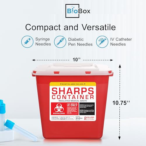 Sharps Container - Large Sharps Containers for Home Use, Needle Disposal - size: 2 Gallon