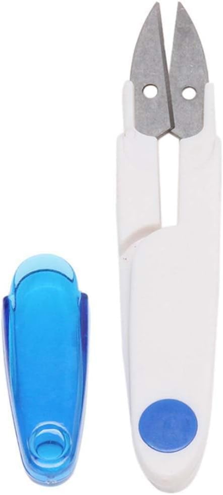 AKOAK 1 Pack U-shaped Yarn Scissors, Tailor's Scissors, Portable Yarn Scissors with Safety Cover, Thread Scissors for Needlework, Cross-Stitch Craft, DIY Projects, Sewing Supplies (Blue) - color: Blue