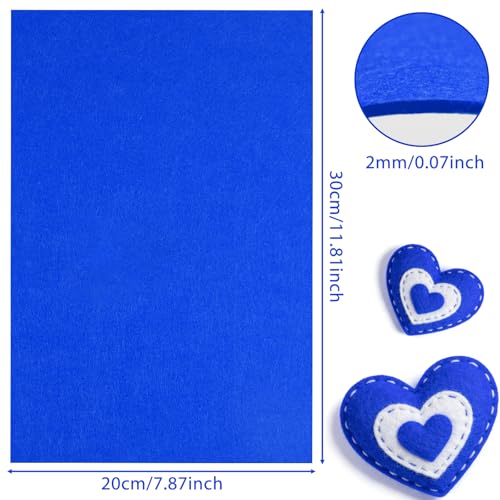 NEBURORA 12 Pcs 2mm Thick Stiff Felt Sheets for Crafts Sewing(Royal Blue) - color: Royal Blue