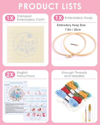 TINDTOP Punch Needle Embroidery Kits, Flowers Punch Needle Kits for Adults - color: Set A