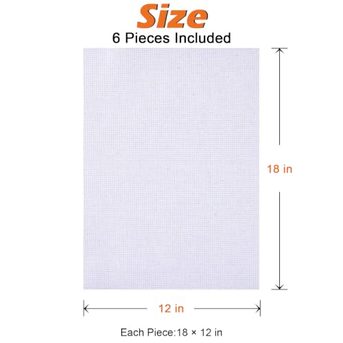 White 14 Count Aida Cloth Cross Stitch Fabric, 6 Pieces 18 x 12 Inch White Embroidery Fabric Cotton Needlepoint Canvas for Counted Cross Stitch, DIY Needlework, Embroidery, Crafts and Home Decor - size: 14 CT-6Pcs