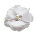 Chenkou Craft Pack of 12pcs Chiffon Flowers Ribbon Bows W/Beads 2-3/8" (60mm) Appliques Wedding Decor Bulk Lots (White) - color: White