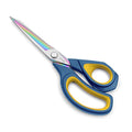 LIVINGO Fabric Scissors 9.5" Titanium Coated Heavy Duty Sewing Shears - color: Navy Blue/Yellow, size: 9.5"