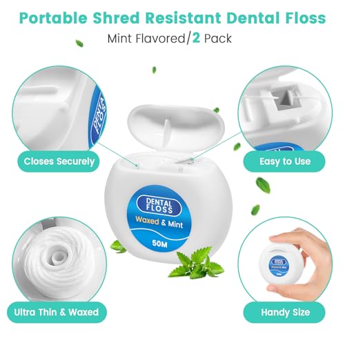 Floss Threaders 400 Count with 2 Pack 50M Mint-Flavored Waxed Dental Floss - color: Floss Threaders Set (W/ Dental Floss)