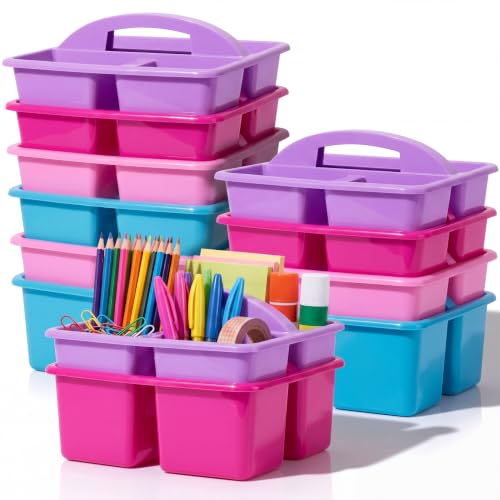 Kathfly 12 Pack Classroom Caddy Organizer with Handle Bulk, Purple Pink - color: Purple Pink