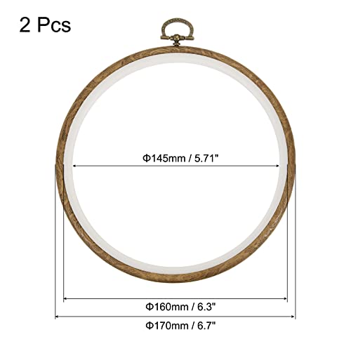 MECCANIXITY Embroidery Hoop Frame 6 Inch Round Imitated Wood Circle Cross-Stitch Ring for Art Craft Sewing Ornament, Pack of 2 - size: 6"