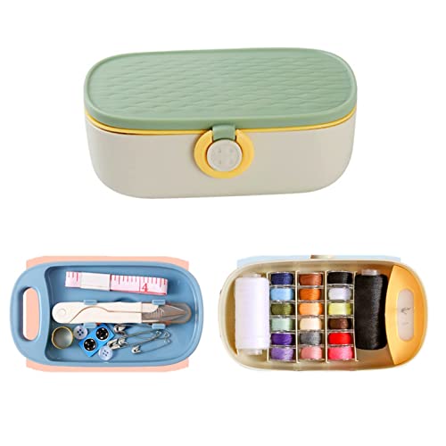 FKOG Portable Sewing Kit Basic, 135 Pcs Travel Sewing Supplies Repair Organizer with Self Threading Needles,Scissors,Measure Tape, Emergency Sewing Accessories for Adults, Beginners & Seniors (Green) - style: Green