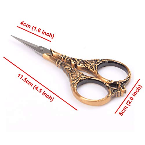 BIHRTC Vintage European Style Scissors Stainless Steel for Cross Stitch - color: Red Copper, size: 4.5 IN