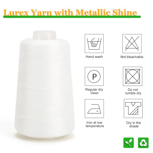 Metallic Crochet Thread, 80g Lurex Yarn for Charms(White) - color: White