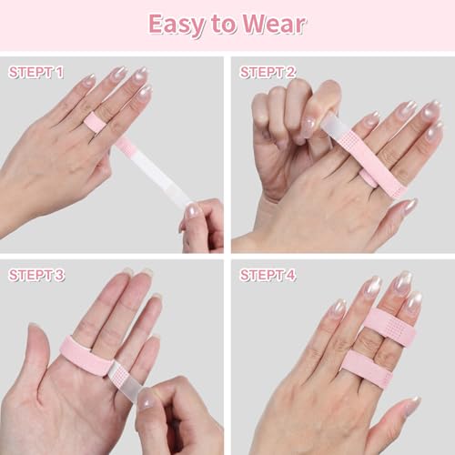 Finger Buddy Straps, 12PCS Finger Buddy Tape Straps Loops, Pink - color: Pink