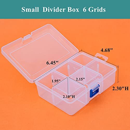3 Pack Plastic Removable Divider Box and Storage Case for Small Parts, Hardware and Craft, 6 Grids, Clear - size: 6 Grids
