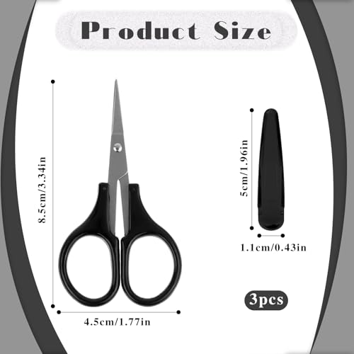 2Pcs All Purpose Craft Scissors Stainless Steel with Protective Cover Mini Detail Craft, Precision Straight Fine Tips Design for Paper Cutting, Scrapbooking - color: Black
