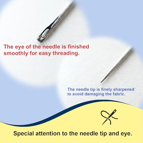 MISUYA CHUBE Sashiko Needles Set of 5, Japanese Embroidery Hand Sewing Needles, Large Eye, Durable Steel, Smooth Stitching, Made in Japan (2.02 Inches) - size: 2.02 Inches