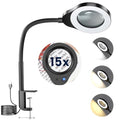 15X Magnifying Glass with Light and Stand, 5 Color Modes Stepless Dimmable LED Lighted Desk Lamp, 84 LED Magnifying Lamp Hands Free Flexible Gooseneck Magnifier for Repair Crafts Hobby Sewing - size: 15X MagnifyingA