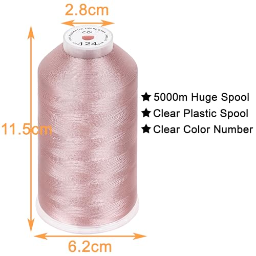 New brothread 5000M Huge Spool Embroidery Machine Thread - Flesh Pink - color: Flesh Pink-124