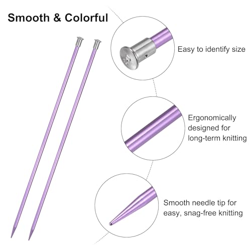 uxcell 4Pcs Aluminum Knitting Needles 6mm (US Size 10) Single Pointed Knitting Needle 13.8 Inches Length Metal Weaving Tool for Handmade Projects DIY, Light Purple - color: US Size 10, size: Light Purple