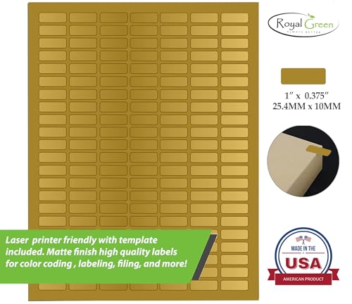 Royal Green Printable Rectangle Labels, 1 x 0.375 Inch - 1540 Pack - color: Gold, size: 1540