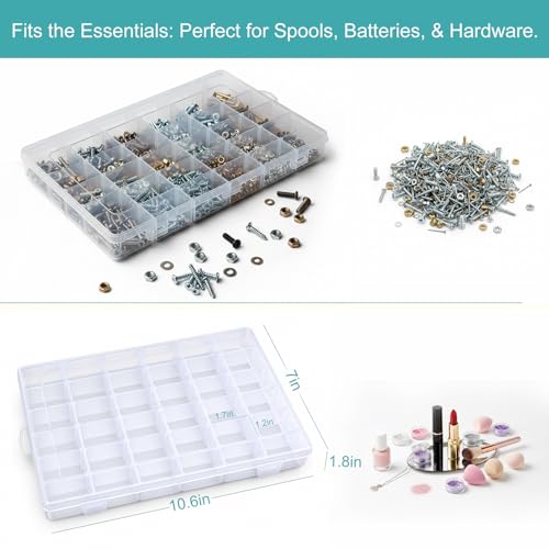 4 Pack 36-Grid Adjustable Organizer Box, Clear Storage for Beads & Jewelry - size: 4 Pack