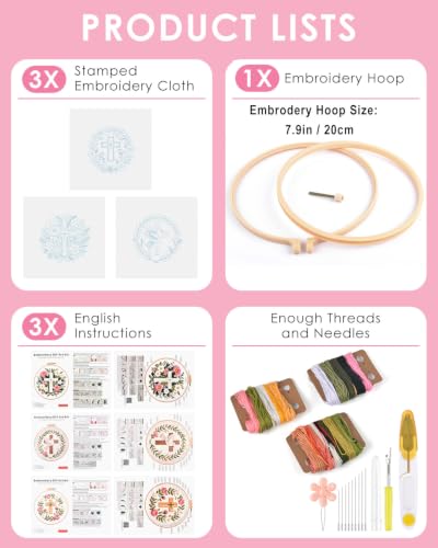 TINDTOP Embroidery Kit for Adult, Embroidery DIY Starter Kit - color: Cross