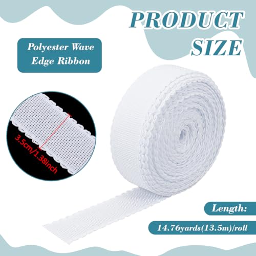 BENECREAT 14.8yd x 1.4in Aida Band with White Edge, Cross Stitch Fabric for Embroidery Needlework Bookmark DIY Crafts, 0.7mm Thick - color: White Edge