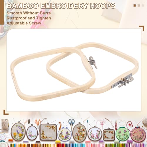 PATIKIL 6 Pieces 6.3" x 6.3" Square Embroidery Hoops, Adjustable Bamboo Cross Stitch Hoops Ring Embroidery Frame Punch Needle Hoop for Sewing, Needlework, DIY - size: 6.3" x 6.3"