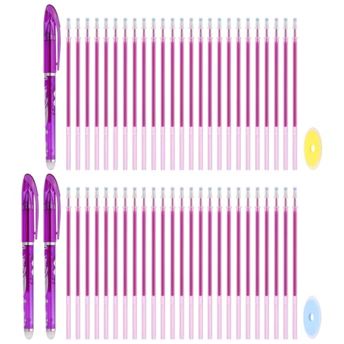 PATIKIL 3Pack Erasable Gel Pens with 50 Refills & 2 Erasers, 0.5mm Heat Erasable Pens for Fabric Purple Ink Fabric Markers for Sewing Quilting Planner Writing - color: Purple