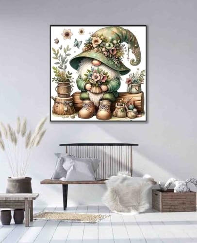 DYAIANGMU Gnome Stamped Cross Stitch Kit for Adults 13.7x13.7 inches - color: gnome-13