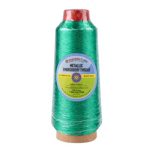 Mandala Crafts Metallic Emerald Green Embroidery Floss for Sewing, 3281 YD - color: Emerald Green, size: 3000M 3281 Yard