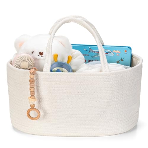 Diaper Caddy Organizer, Gift Basket for Baby Shower, Newborn Essentials - color: Off White, size: Large