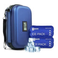 Gosemai Insulin Cooler Travel Case TSA Approved 2*180g IcePack Temp Display - color: Blue
