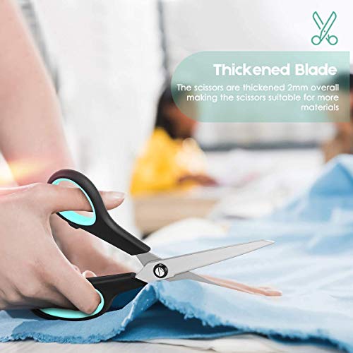 iBayam 8.5" Heavy Duty Black Scissors for Office School Classroom Home Use - color: Yellow, Grey, Blue, size: 3-Pack