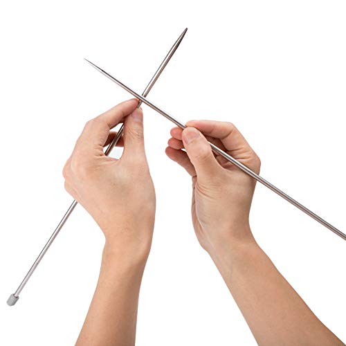 BCMRUN Knitting Needle Set, 22PCS 2mm(B)-8mm(L) Straight Single Pointed Stainless Steel Sweater Needles Set(11Pair-11 Size,9.8 inch) with Locking Stitch Makers Large-Eye Needles Measure Tape (36CM) - size: 36CM